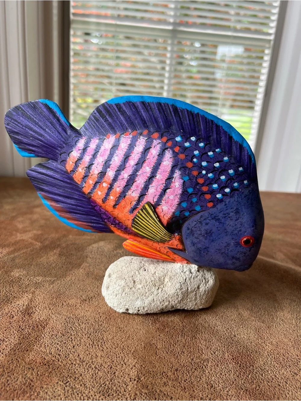 Hand-Painted Purple and Orange Tropical Fish Accent